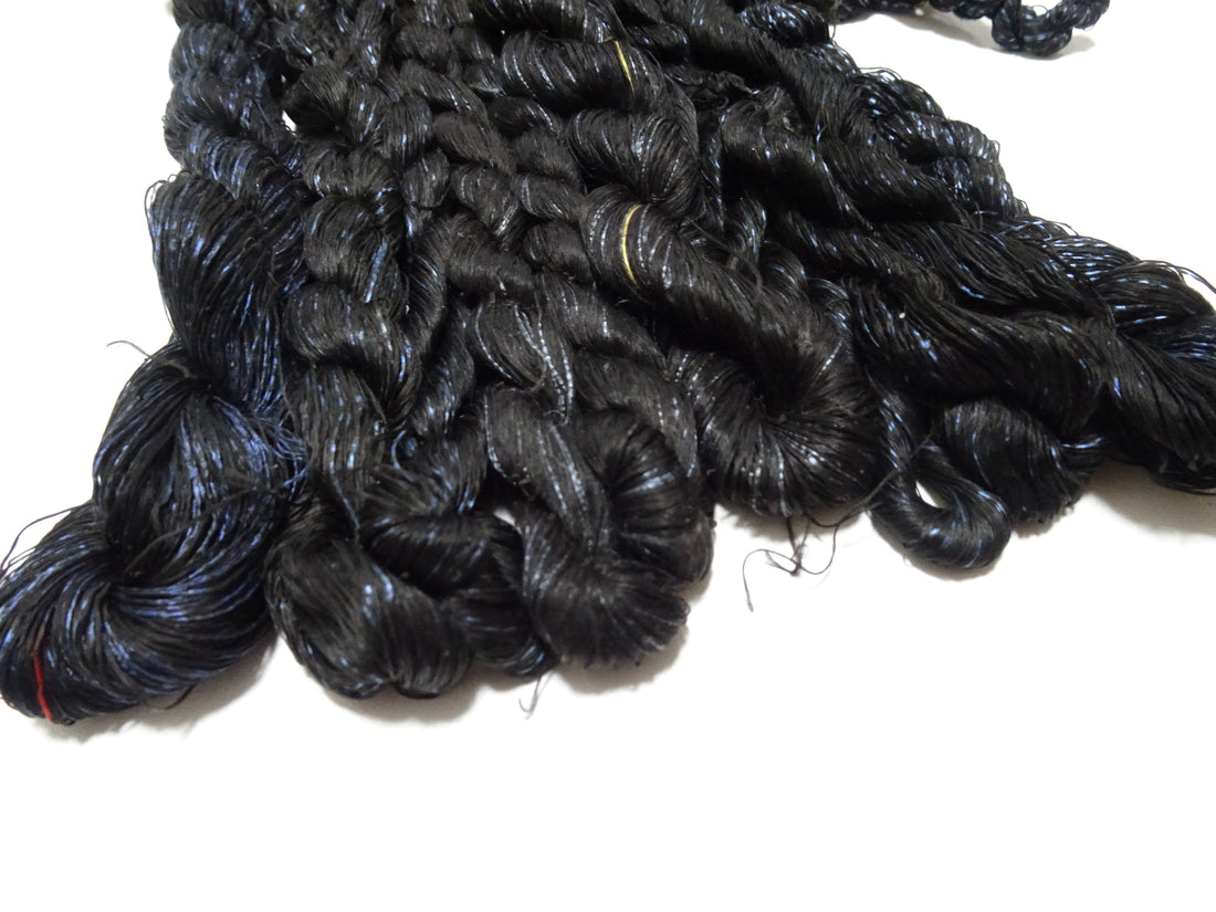 Japanese Vintage Super Rare Indigo Mud Dyeing kasuri loose Twisted Silk Thread Sets Embroidery & weave 13427