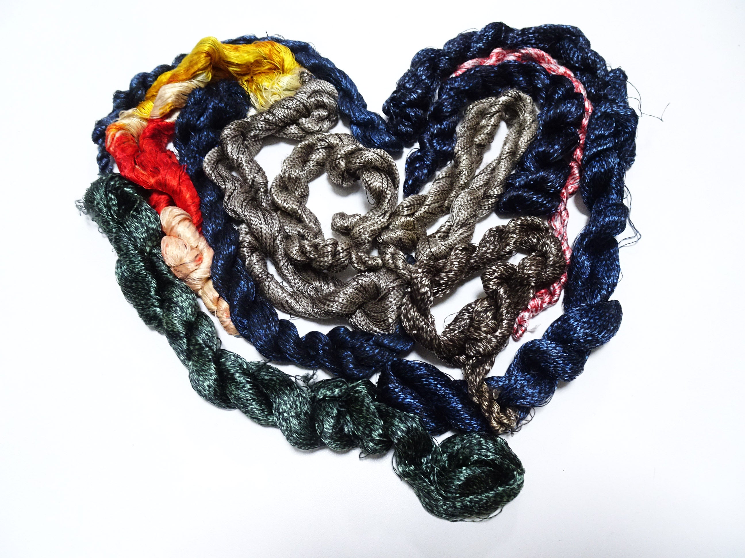 Japanese Vintage Super Rare Mud Dyeing kasuri loose Twisted Silk Thread Various Sets Embroidery & weave 13428