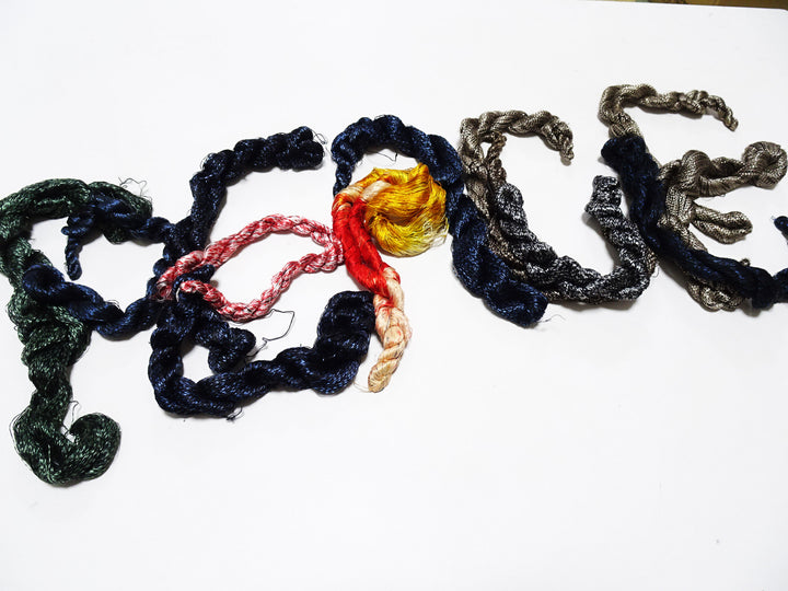 Japanese Vintage Super Rare Mud Dyeing kasuri loose Twisted Silk Thread Various Sets Embroidery & weave 13428