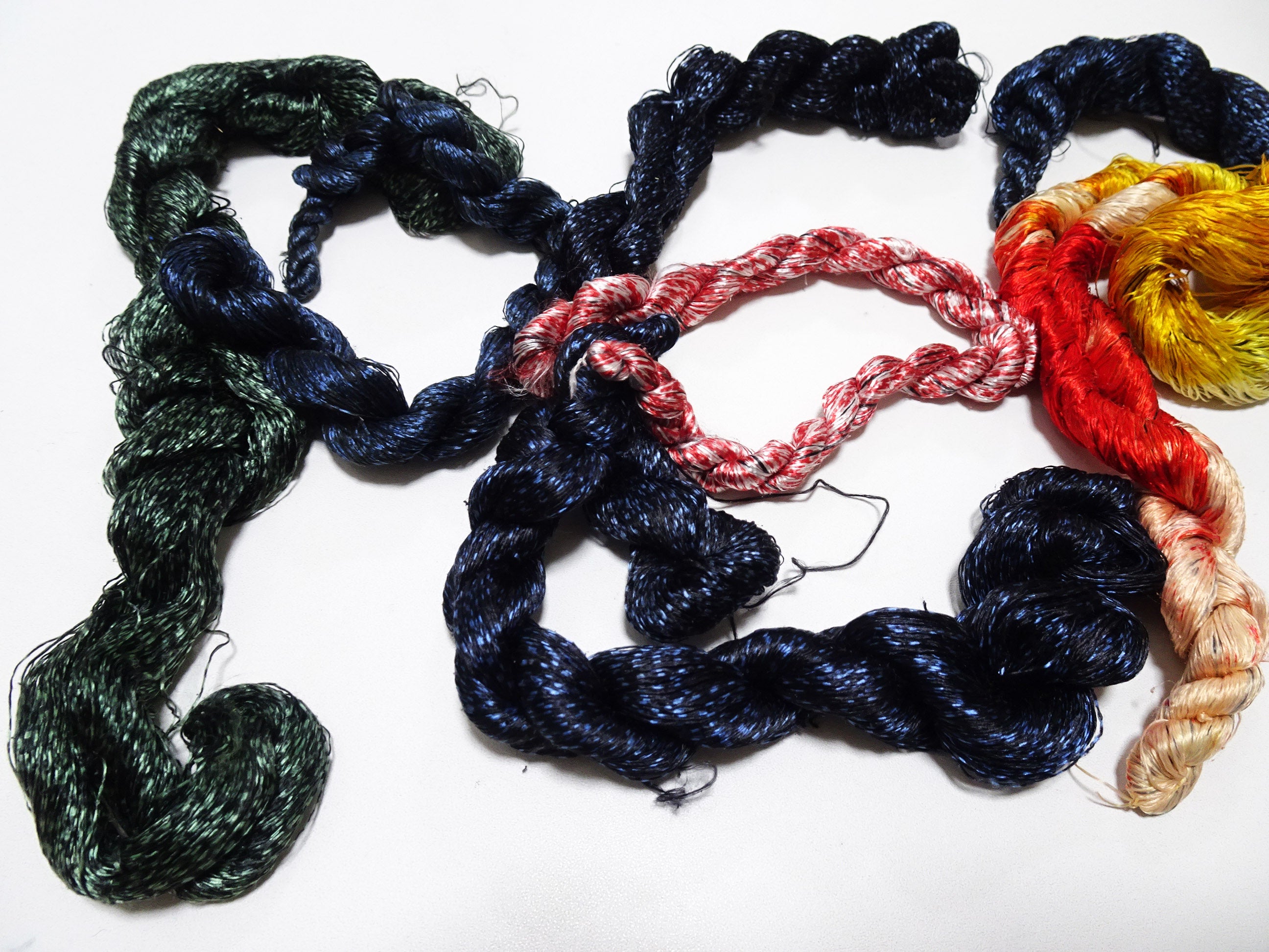 Japanese Vintage Super Rare Mud Dyeing kasuri loose Twisted Silk Thread Various Sets Embroidery & weave 13428