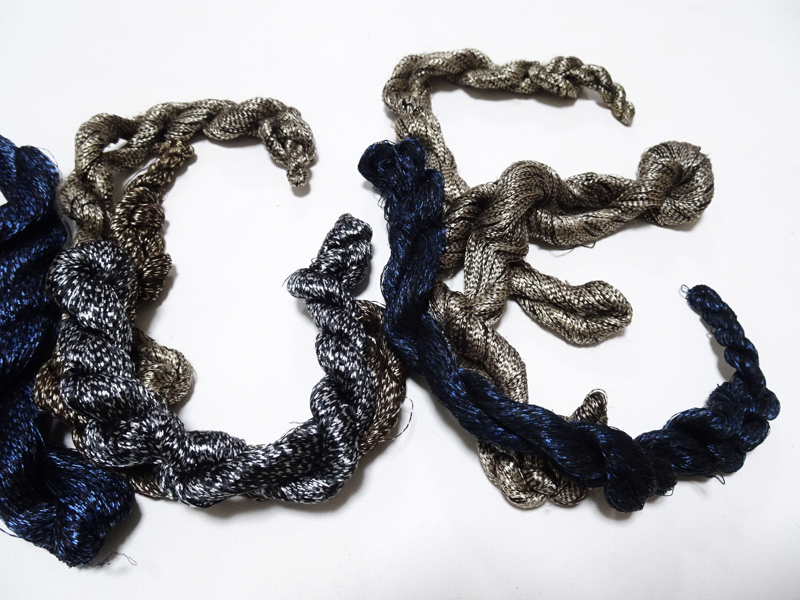 Japanese Vintage Super Rare Mud Dyeing kasuri loose Twisted Silk Thread Various Sets Embroidery & weave 13428