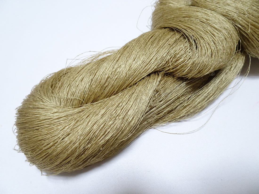 Japanese vintage Tsumugi silk thread embroidery & weave 8748