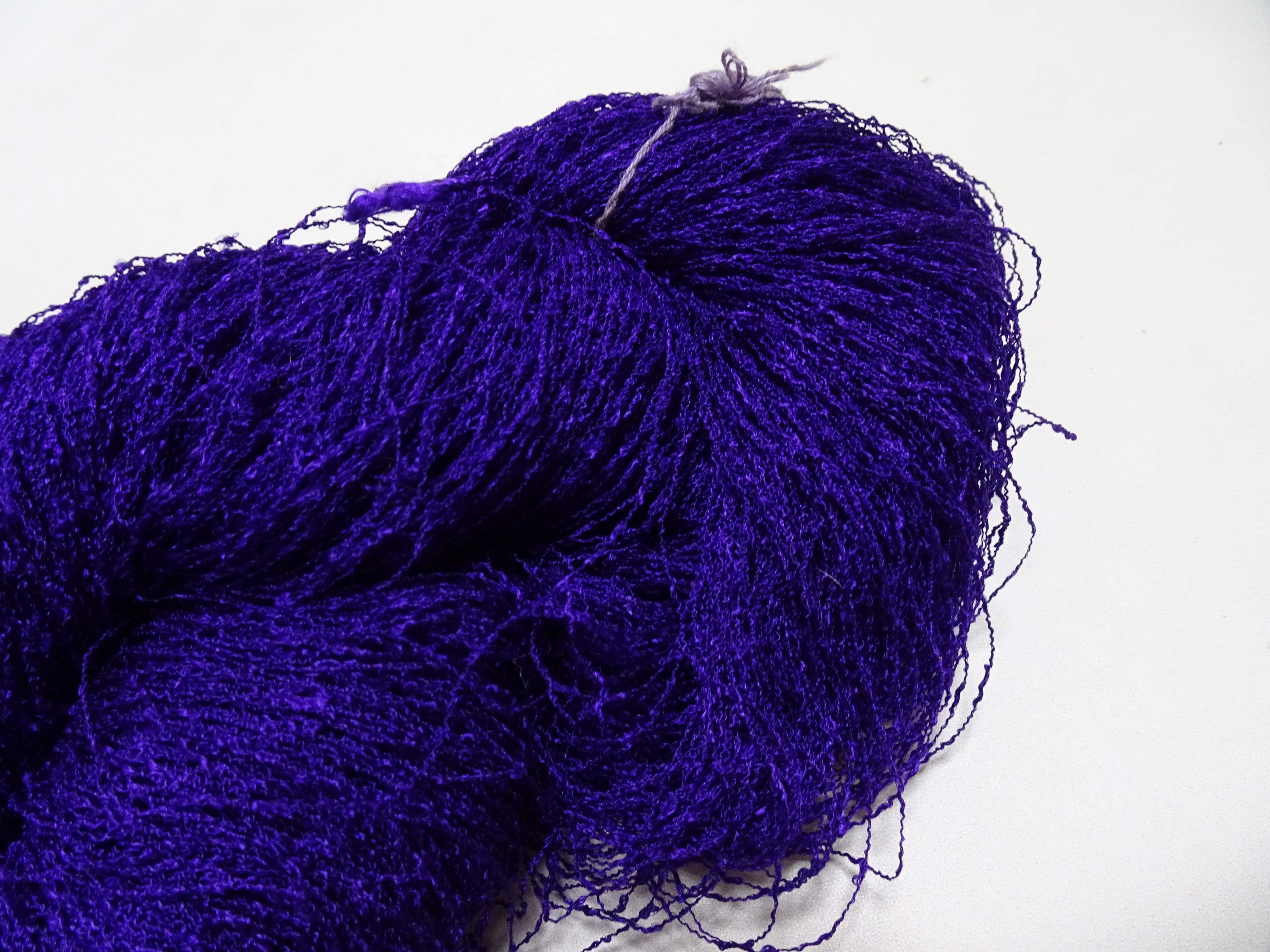 Japanese Vintage Unusual Tsumugi Silk Thread Embroidery & Weaving  Purple 17556