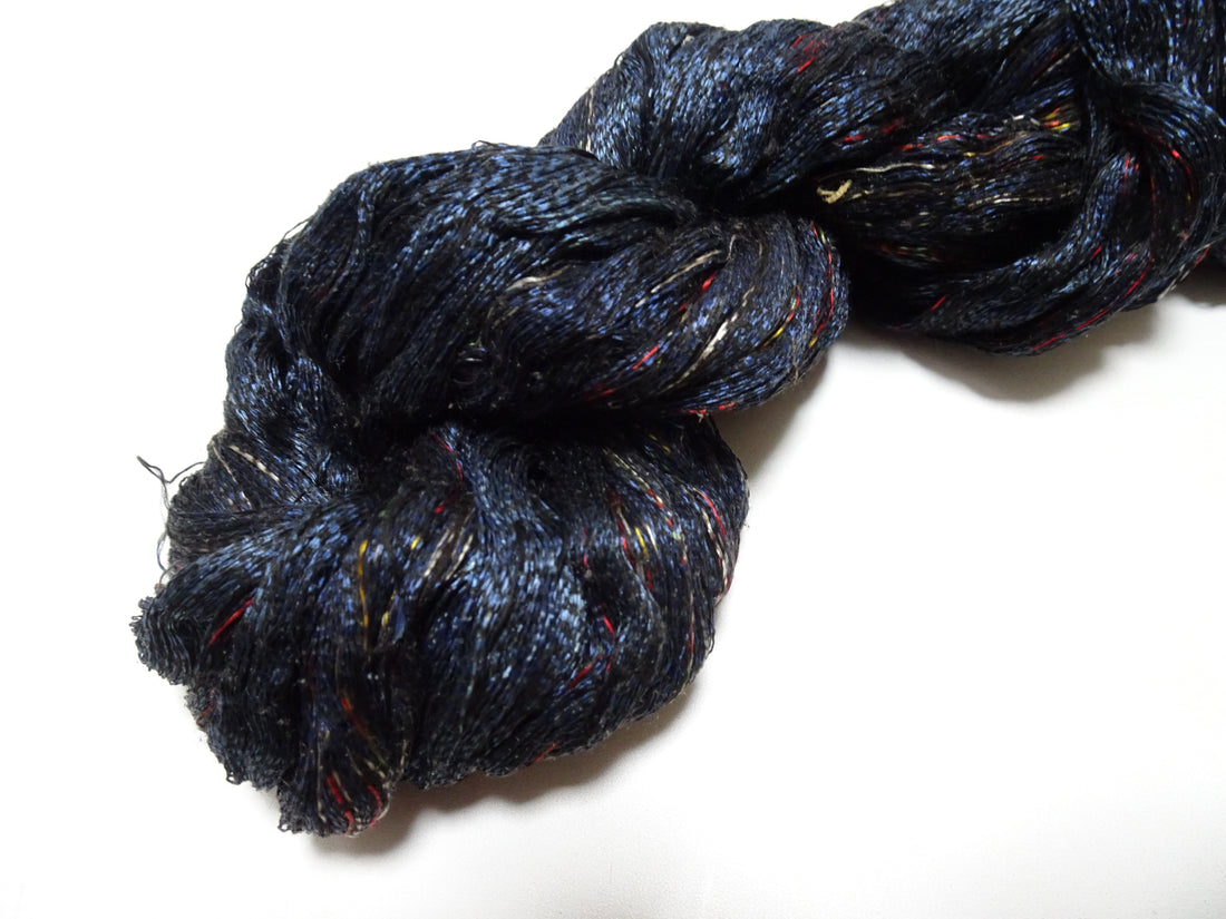 Japanese Vintage Super Rare Indigo Mud Dyeing kasuri loose Twisted Silk Thread Various Sets Embroidery & weave 15527