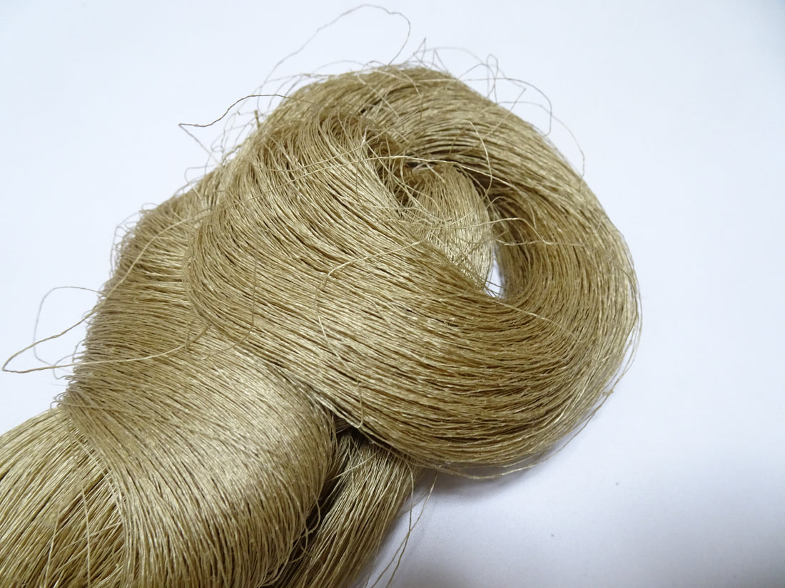 Japanese vintage Tsumugi silk thread embroidery & weave 8748