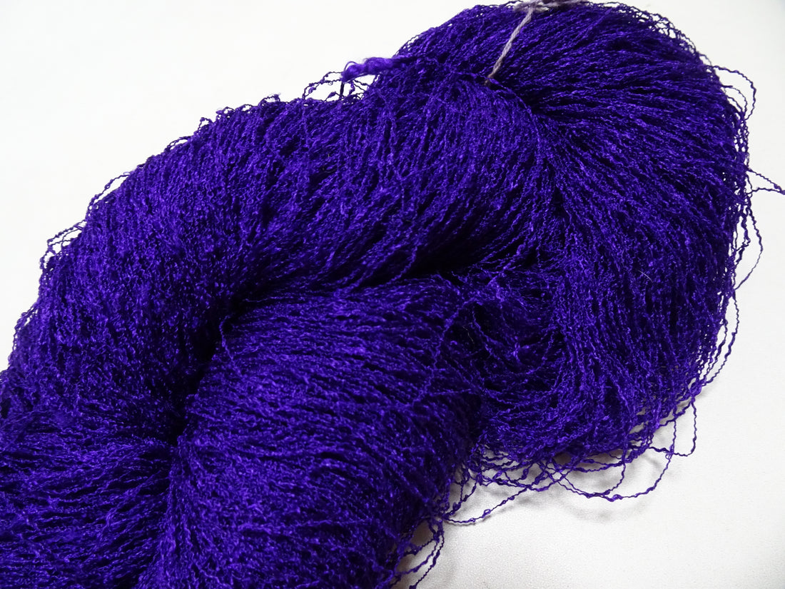 Japanese Vintage Unusual Tsumugi Silk Thread Embroidery & Weaving  Purple 17556