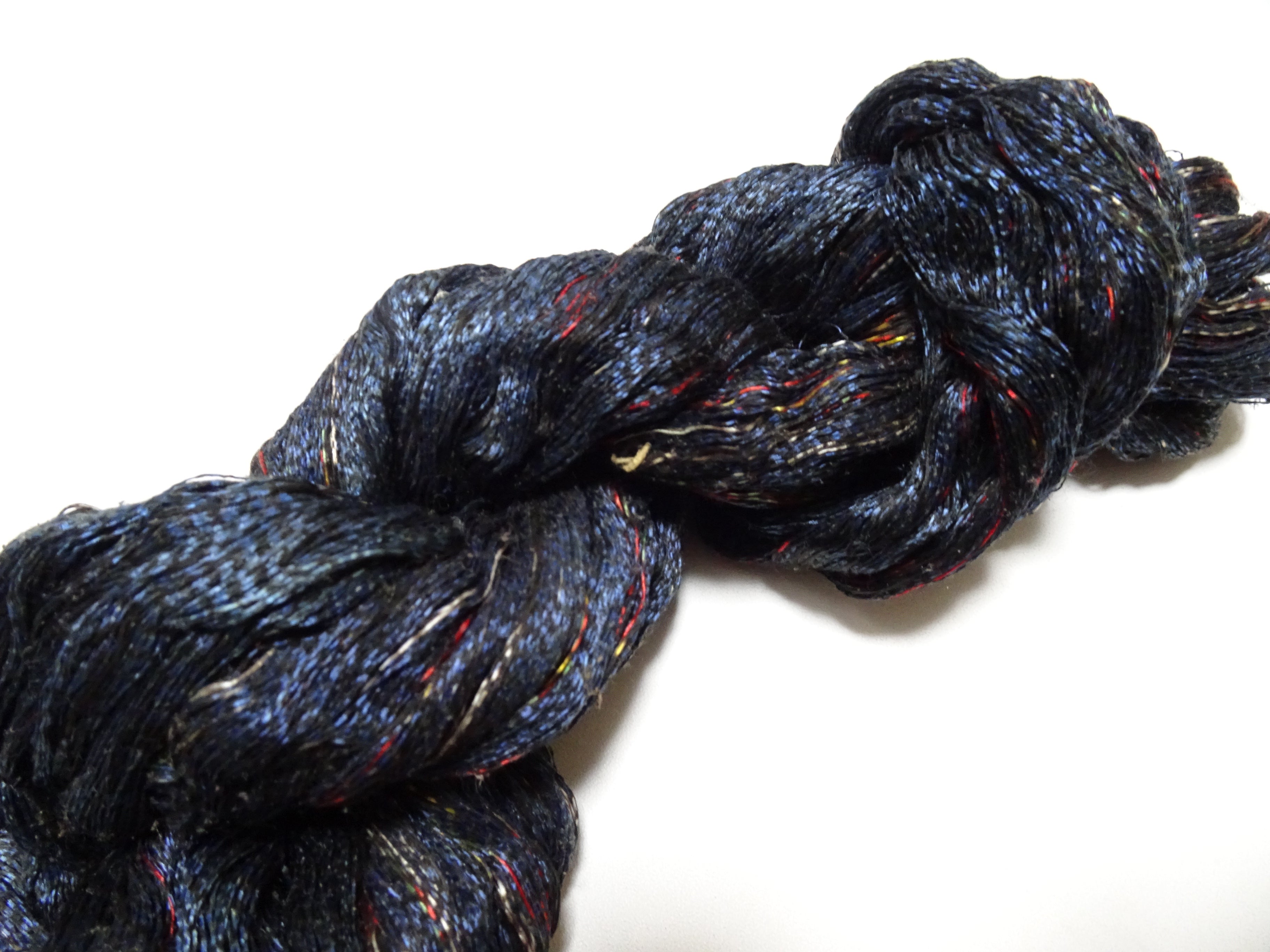 Japanese Vintage Super Rare Indigo Mud Dyeing kasuri loose Twisted Silk Thread Various Sets Embroidery & weave 15527
