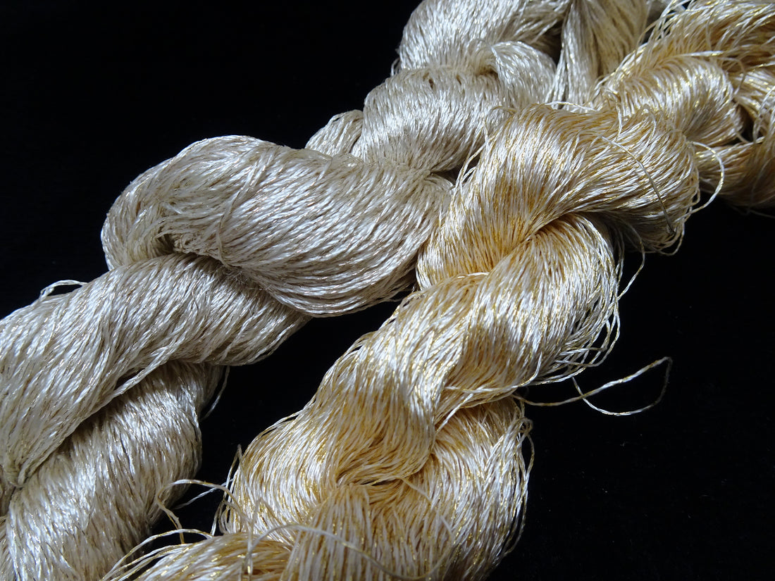 Japanese Vintage High Class Rare Silk Thread 2sets Mixture of Gold embroidery 17912