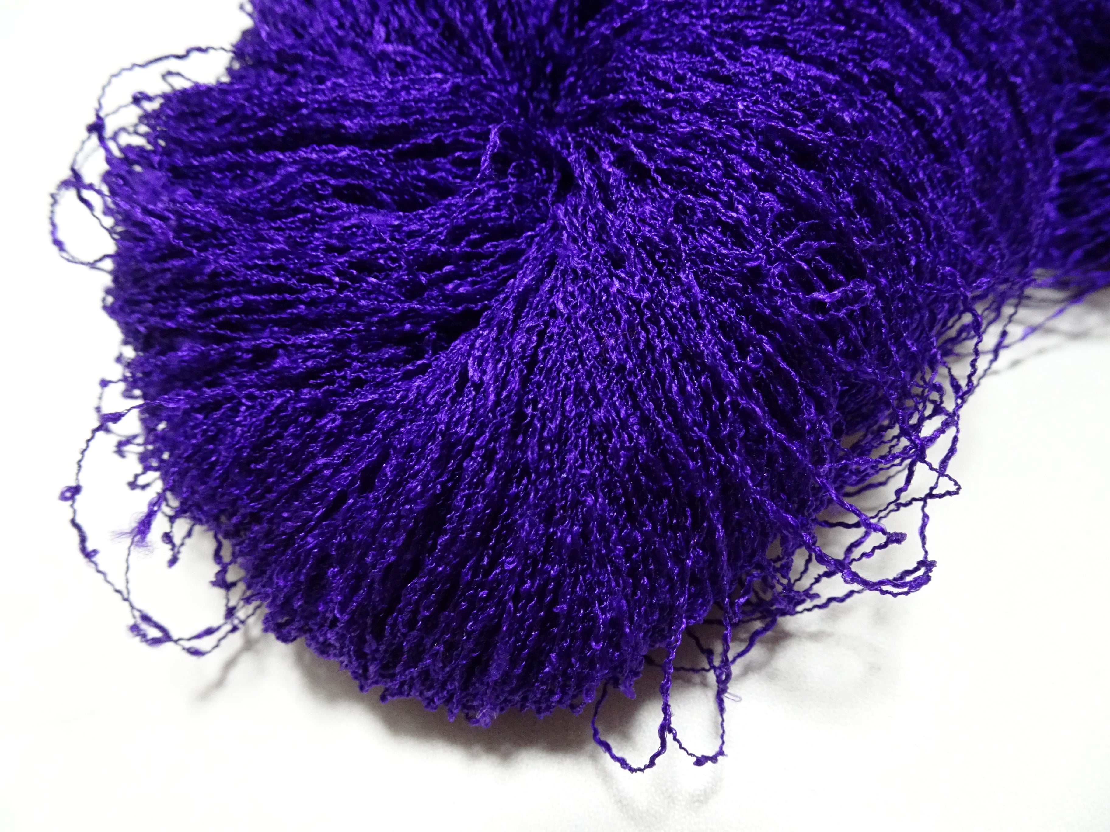 Japanese Vintage Unusual Tsumugi Silk Thread Embroidery & Weaving  Purple 17556