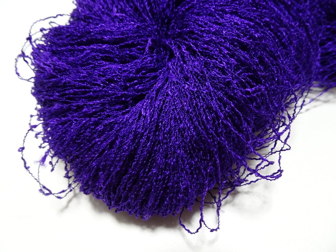 Japanese Vintage Unusual Tsumugi Silk Thread Embroidery & Weaving  Purple 17556