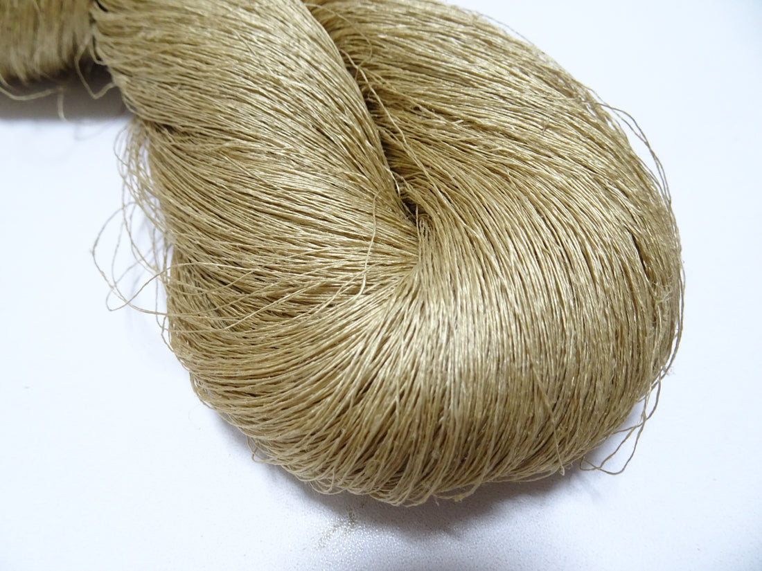 Japanese vintage Tsumugi silk thread embroidery & weave 8748
