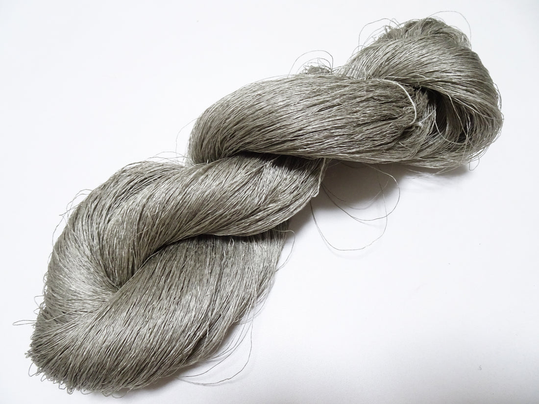 Japanese vintage Tsumugi silk thread embroidery & weave 8749
