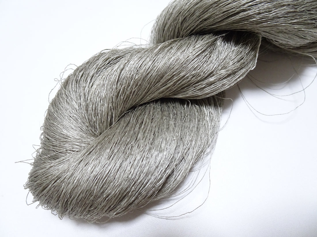Japanese vintage Tsumugi silk thread embroidery & weave 8749