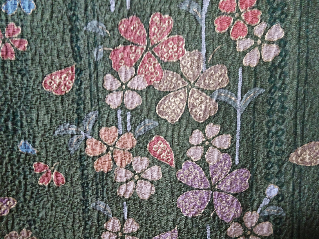 Japanese Kimono Silk Homongi Gradient Dyeing Weeping Cherry Blossoms and Butterflies Pattern1648６