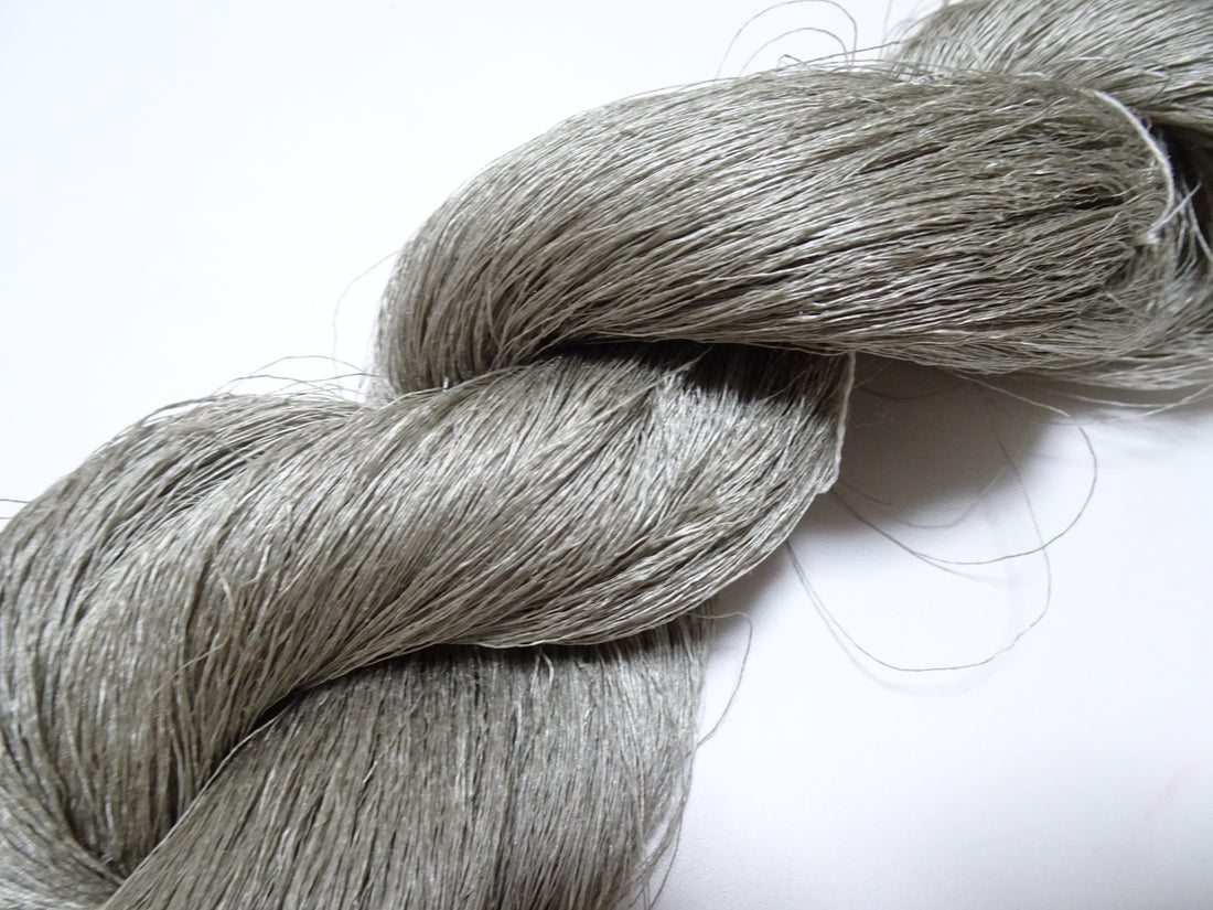 Japanese vintage Tsumugi silk thread embroidery & weave 8749