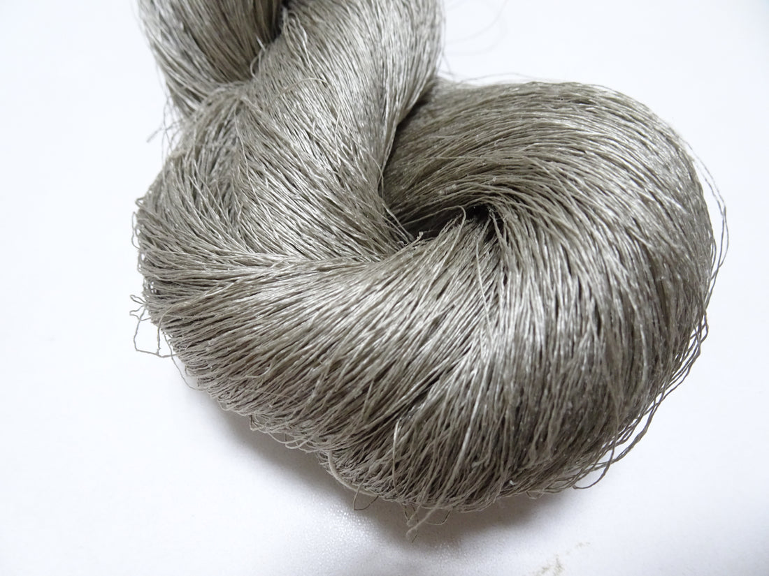 Japanese vintage Tsumugi silk thread embroidery & weave 8749