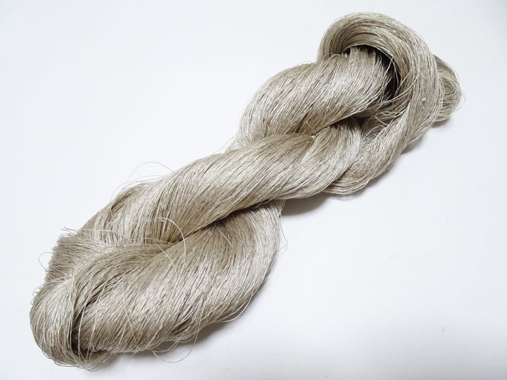 Japanese vintage Tsumugi silk thread embroidery & weave 8750