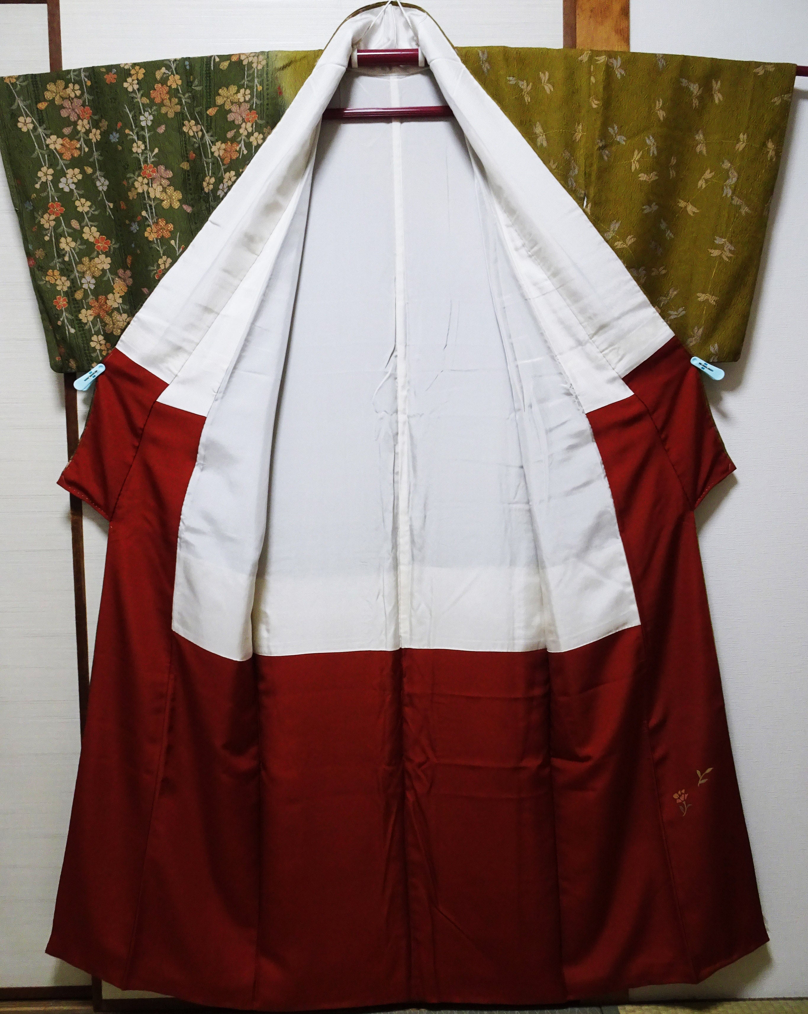 Japanese Kimono Silk Homongi Gradient Dyeing Weeping Cherry Blossoms and Butterflies Pattern1648６