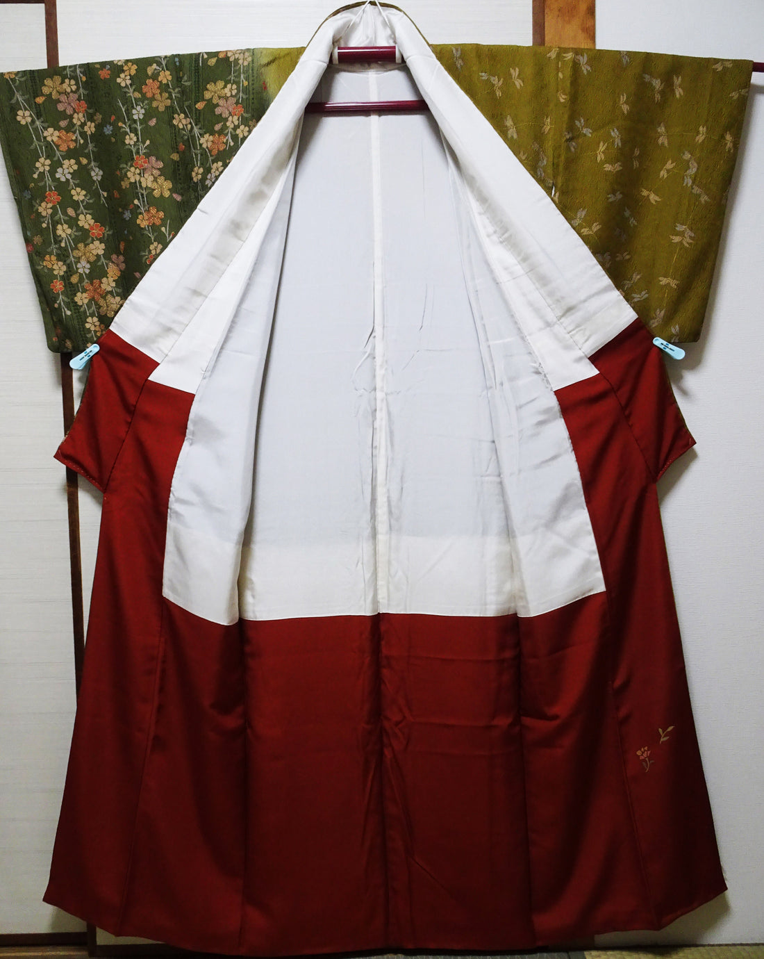 Japanese Kimono Silk Homongi Gradient Dyeing Weeping Cherry Blossoms and Butterflies Pattern1648６