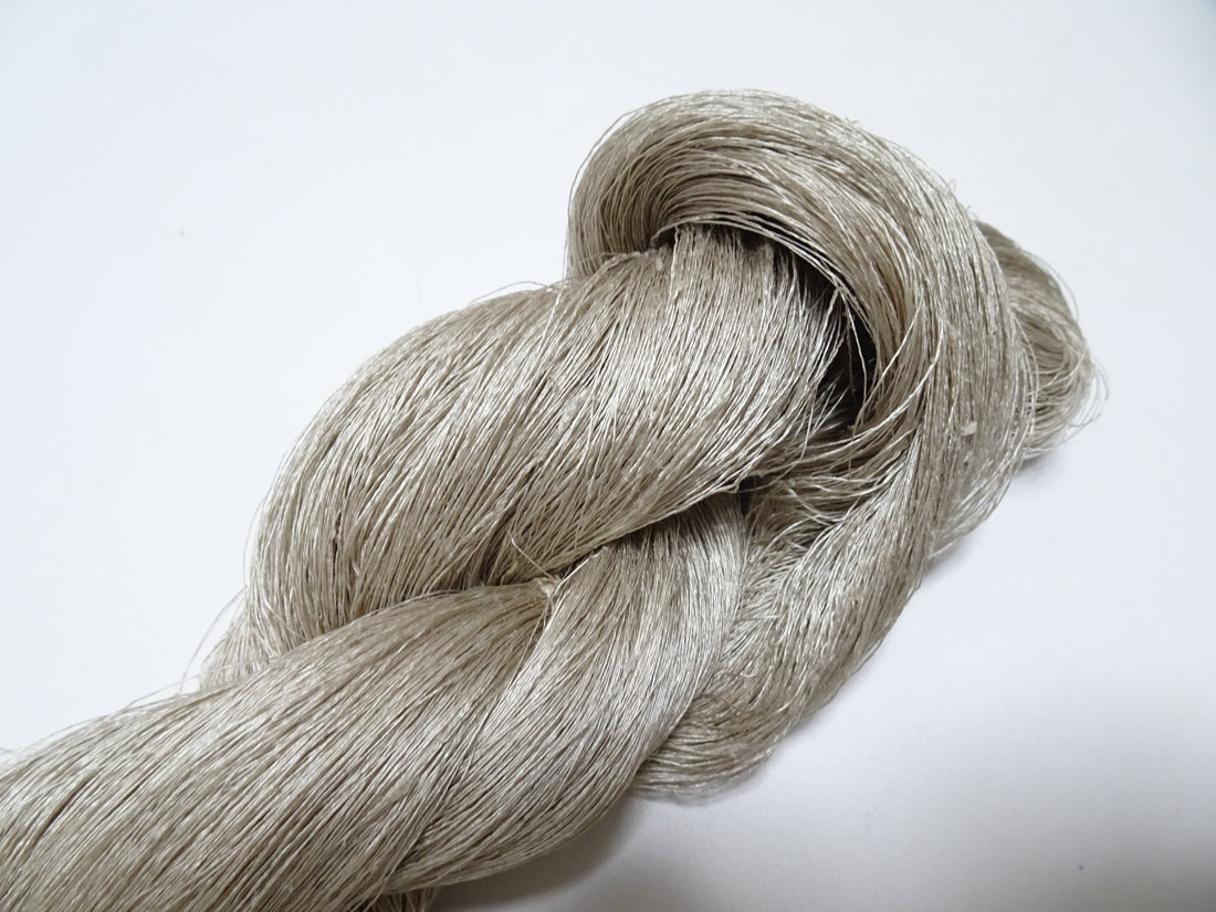 Japanese vintage Tsumugi silk thread embroidery & weave 8750