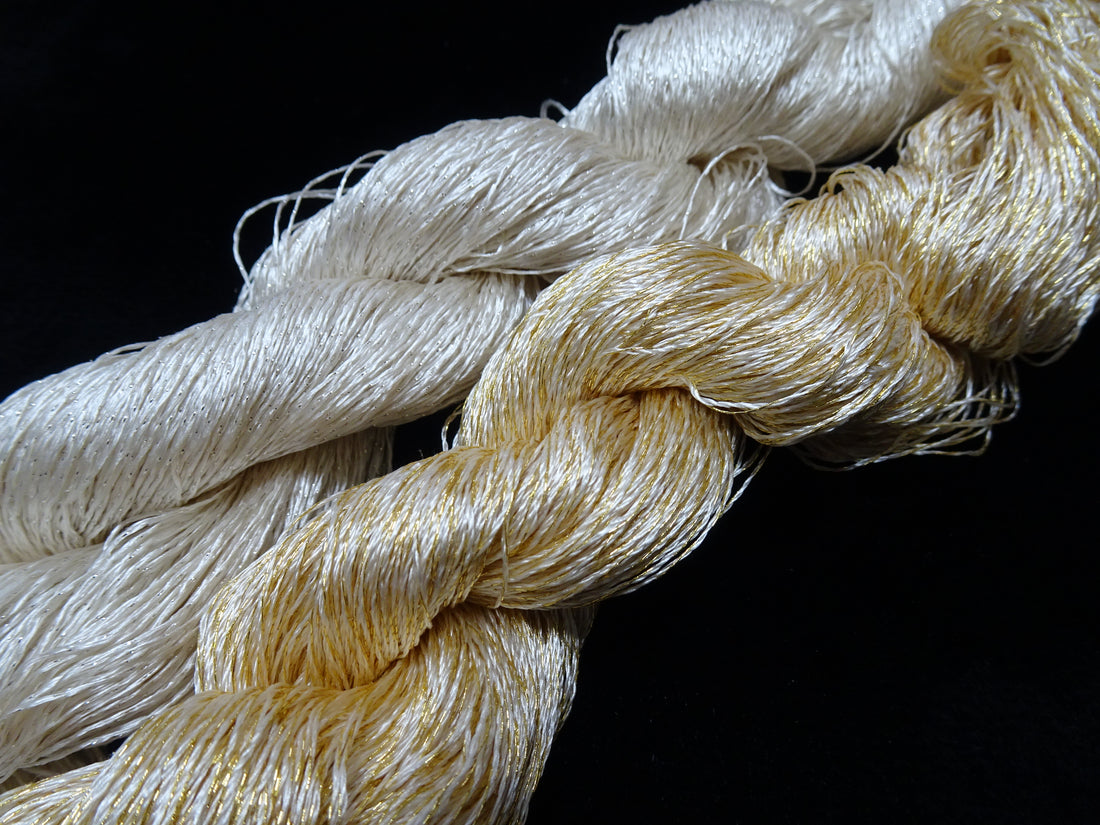 Japanese Vintage High Class Rare Silk Thread 2sets Mixture of Gold embroidery 17914
