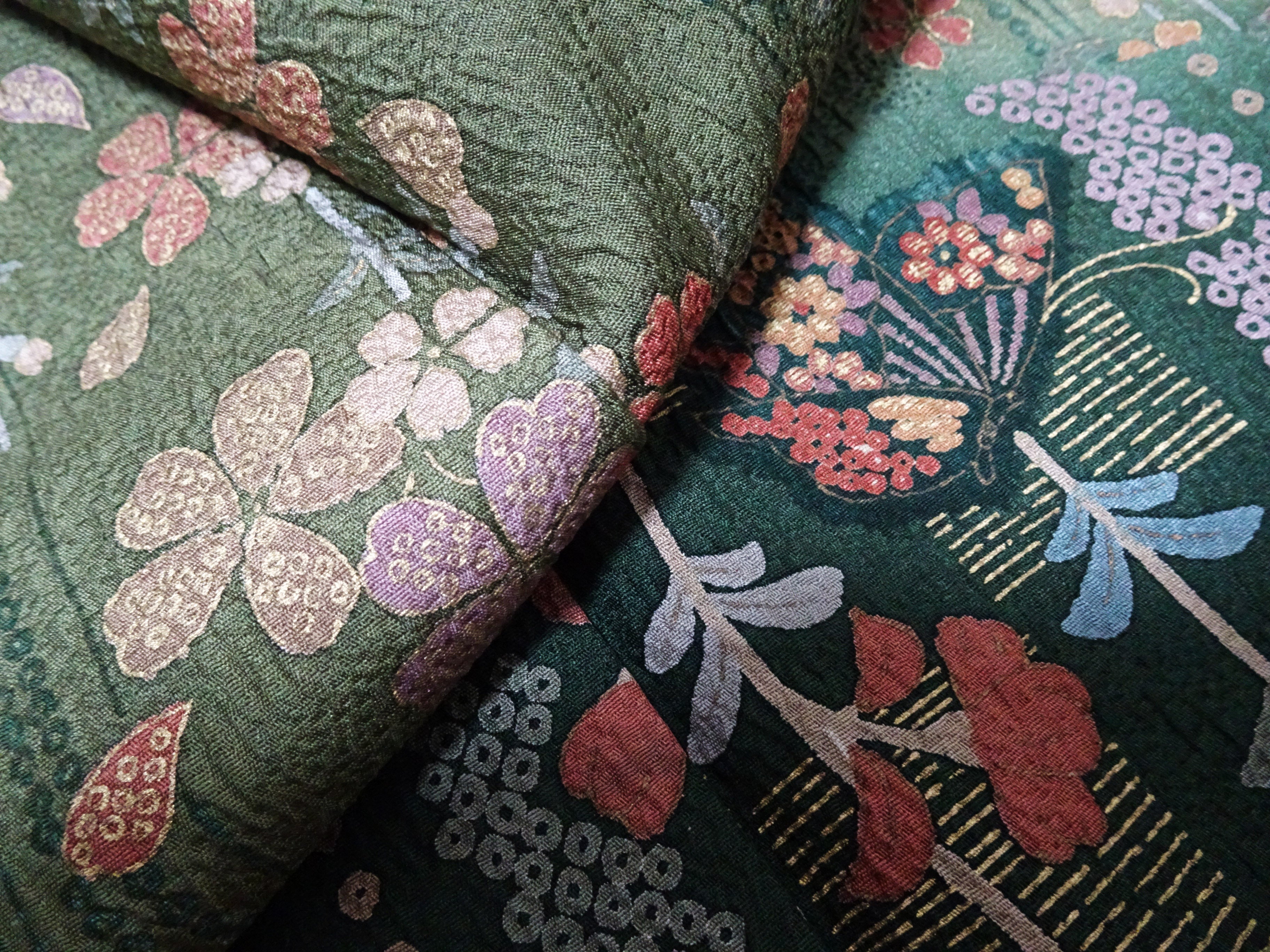 Japanese Kimono Silk Homongi Gradient Dyeing Weeping Cherry Blossoms and Butterflies Pattern1648６