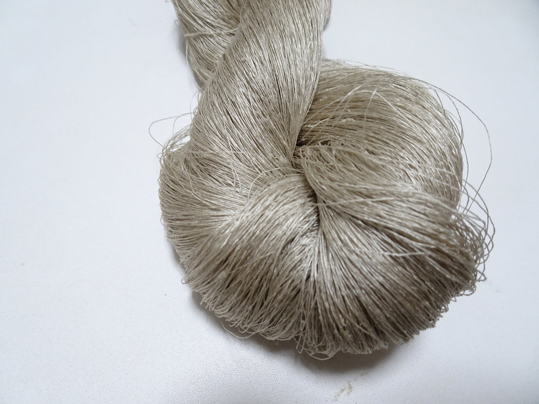 Japanese vintage Tsumugi silk thread embroidery & weave 8750