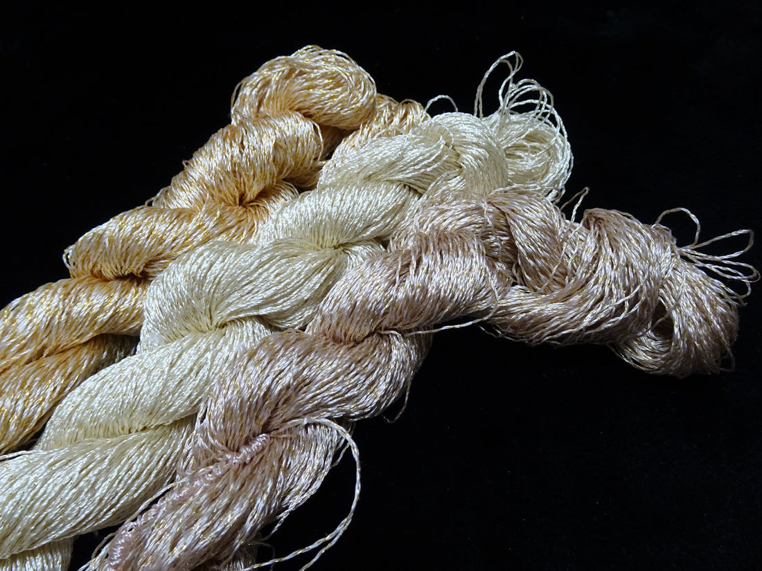 Japanese Vintage High Class Rare Silk Thread 3sets Mixture of Gold embroidery 17915