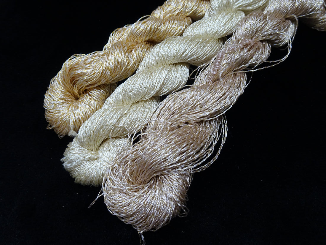 Japanese Vintage High Class Rare Silk Thread 3sets Mixture of Gold embroidery 17915