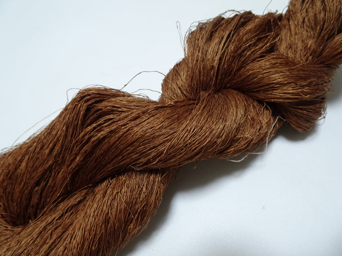 Japanese vintage Tsumugi silk thread embroidery & weave 8751