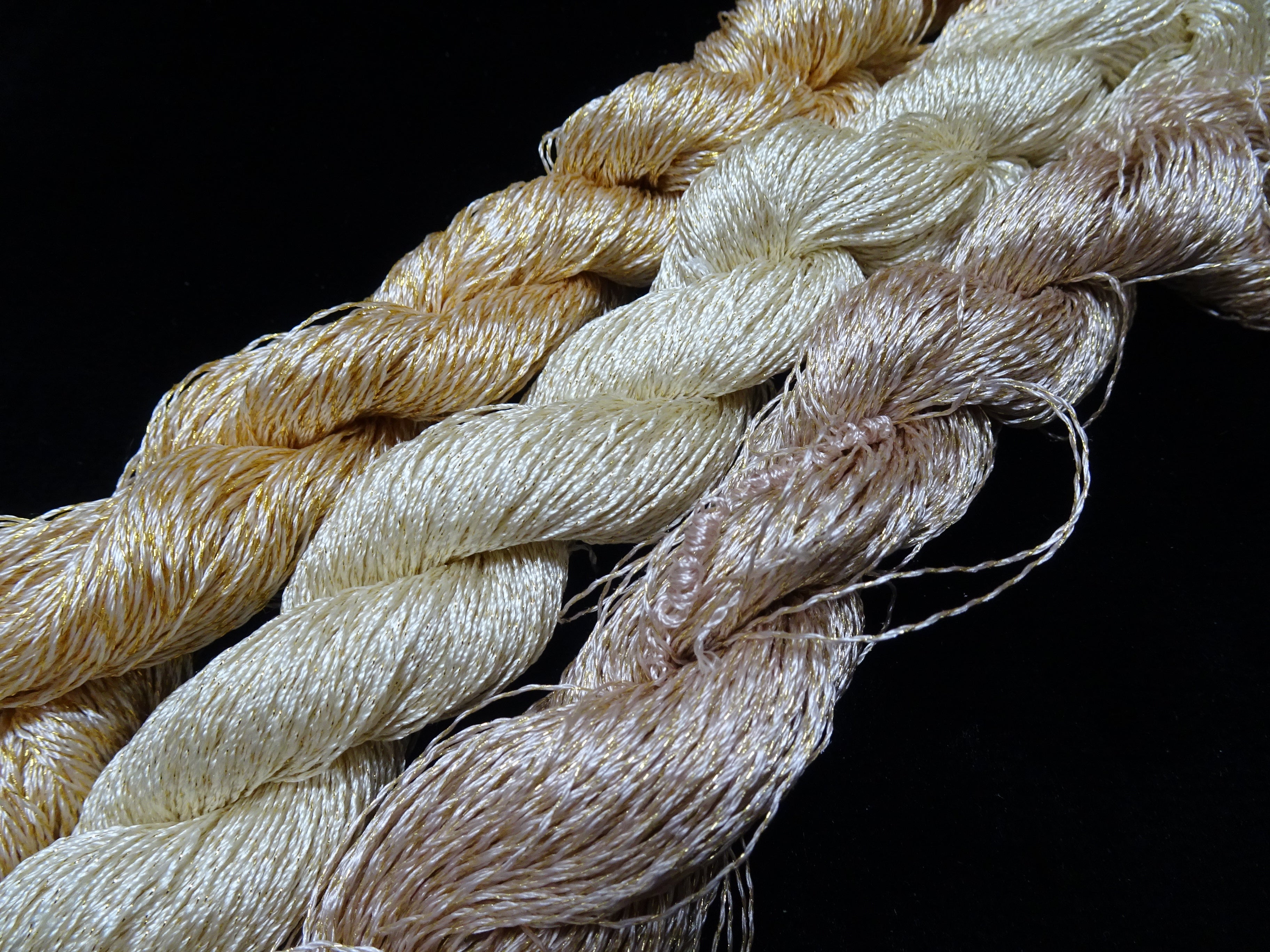 Japanese Vintage High Class Rare Silk Thread 3sets Mixture of Gold embroidery 17915