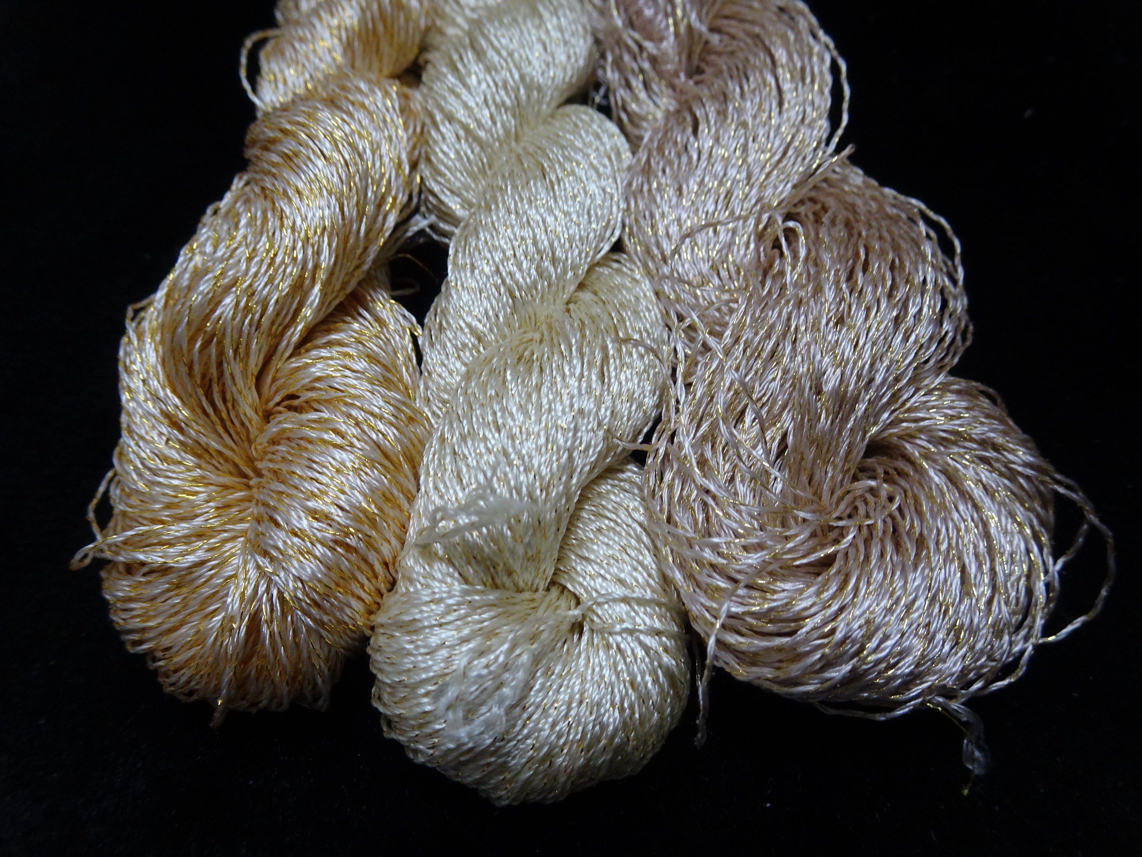 Japanese Vintage High Class Rare Silk Thread 3sets Mixture of Gold embroidery 17915
