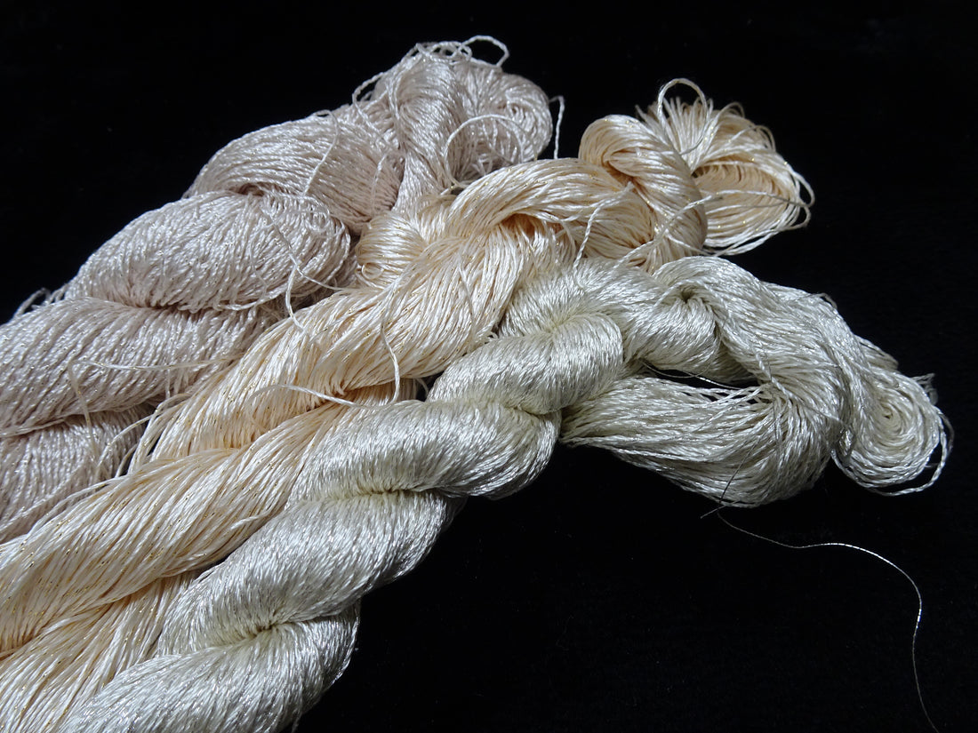 Japanese Vintage High Class Rare Silk Thread 3sets Mixture of Gold embroidery 17916
