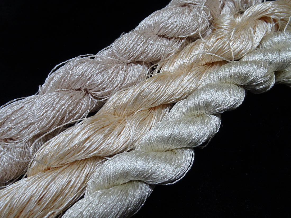 Japanese Vintage High Class Rare Silk Thread 3sets Mixture of Gold embroidery 17916