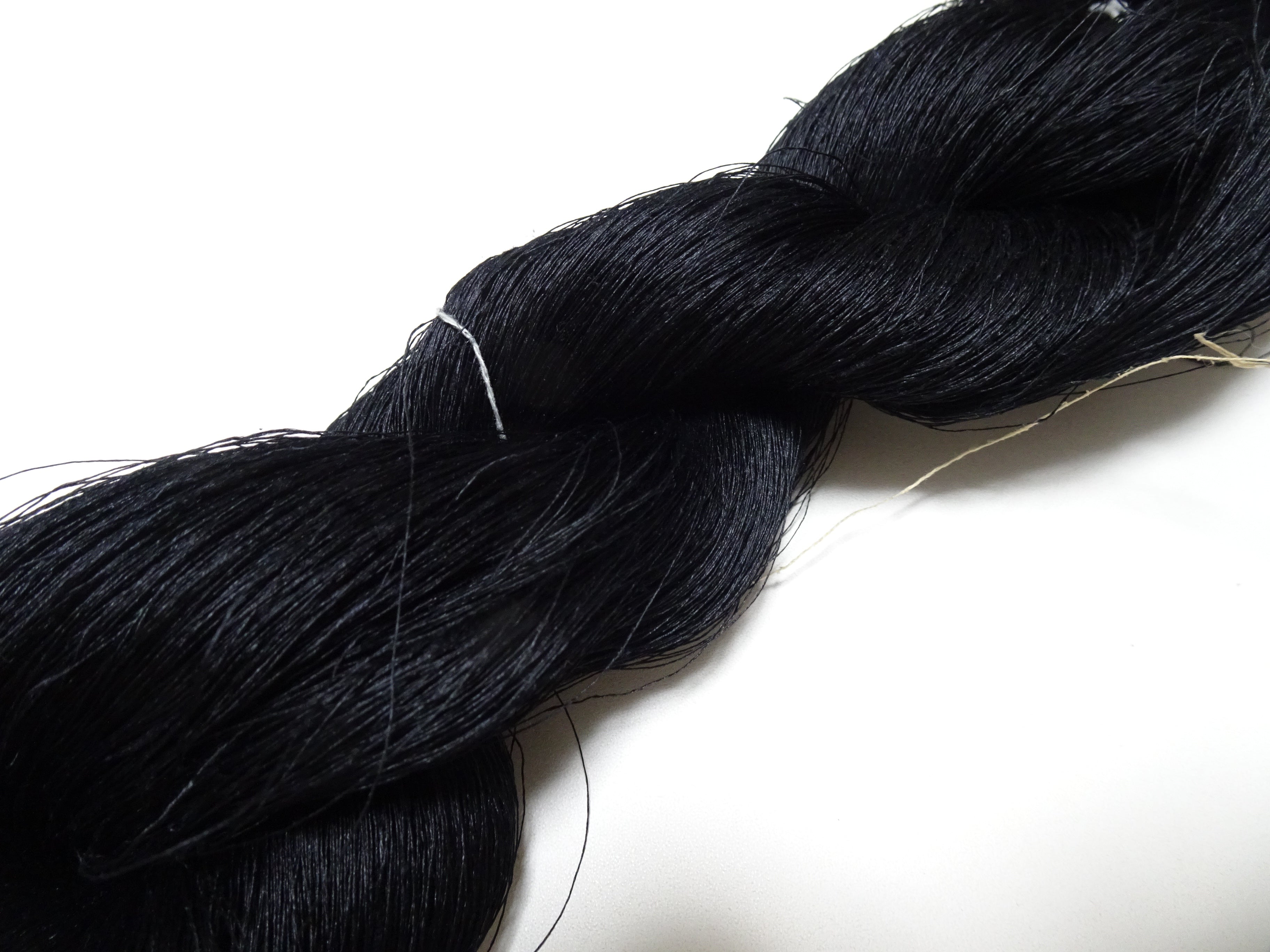 Japanese vintage Tsumugi silk thread embroidery & weave Black 8752