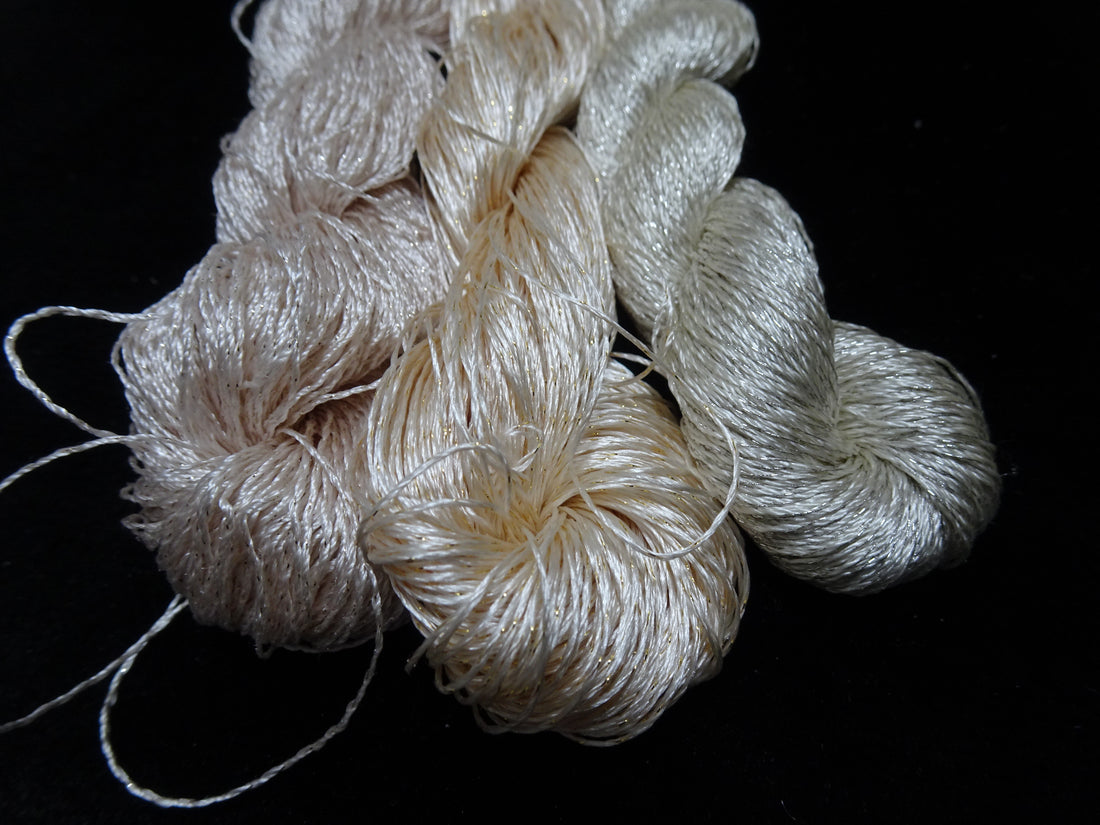 Japanese Vintage High Class Rare Silk Thread 3sets Mixture of Gold embroidery 17916