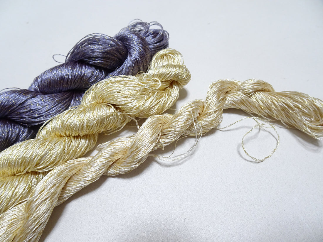 Japanese Vintage High Class Rare Silk Thread 3sets Mixture of Gold embroidery 18968