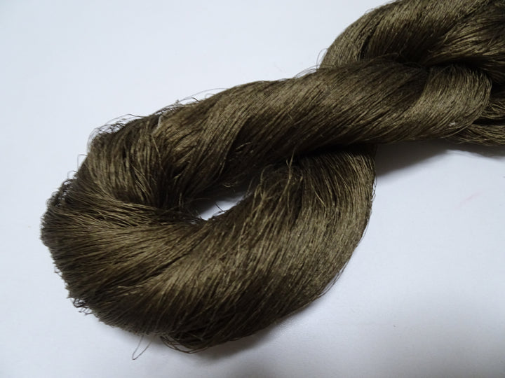 Japanese vintage Tsumugi silk thread embroidery & weave 8753