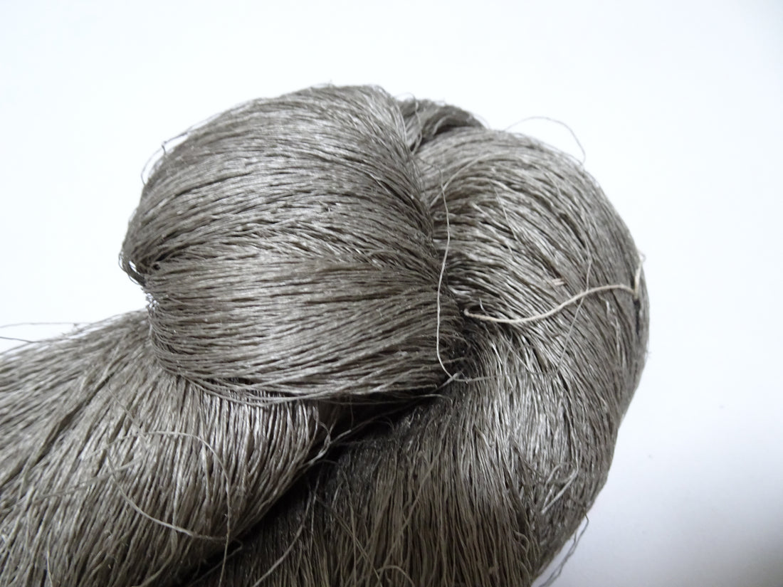 Japanese vintage Tsumugi silk thread embroidery & weave 8754