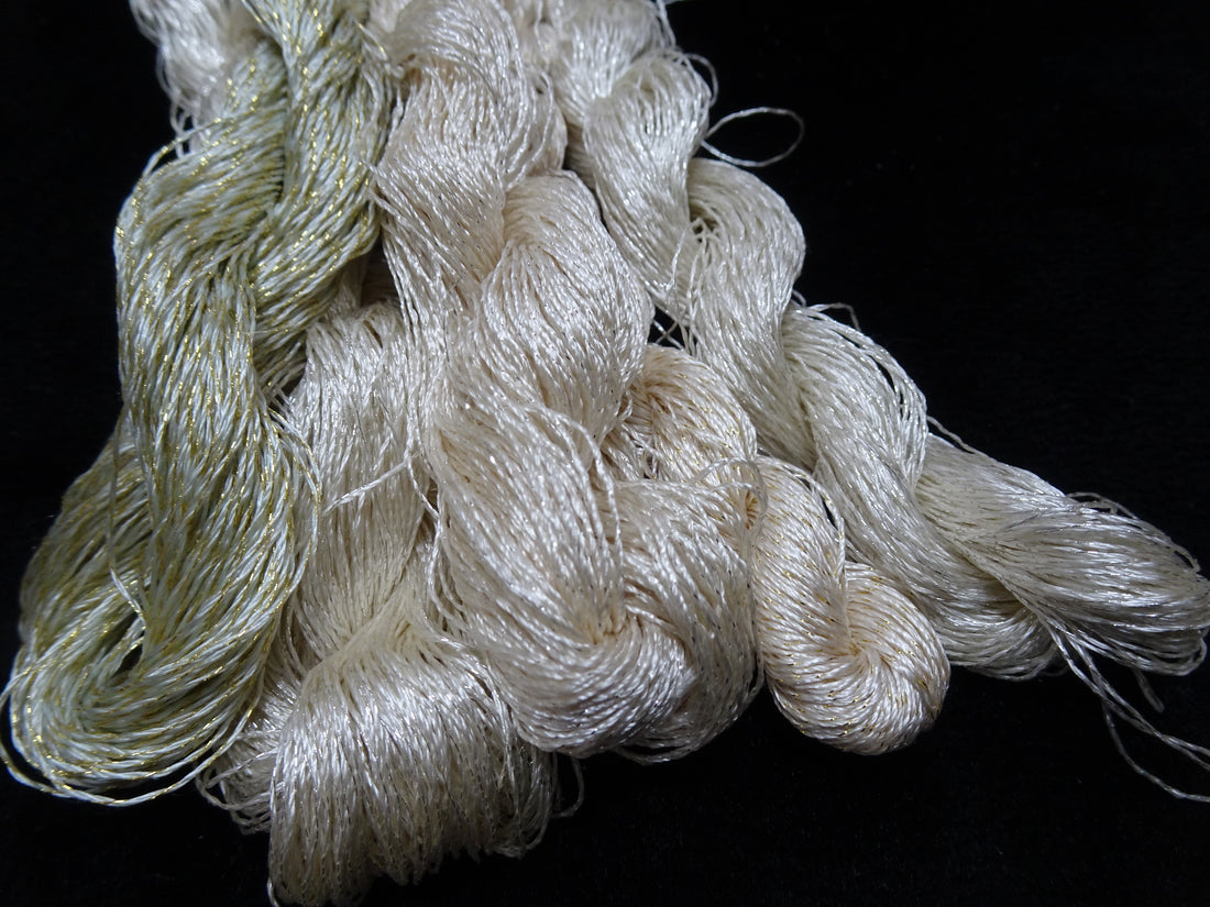 Japanese Vintage High Class Rare Silk Thread 5sets Mixture of Gold embroidery 17918