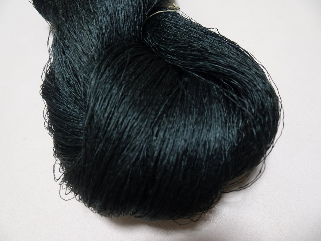 Japanese vintage Tsumugi silk thread embroidery & weave 8755