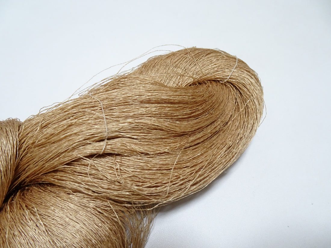 Japanese vintage Tsumugi silk thread embroidery & weave 8756