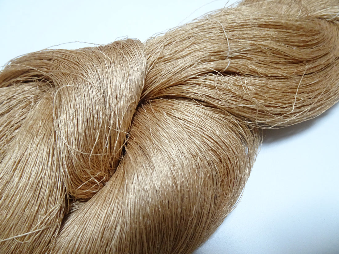 Japanese vintage Tsumugi silk thread embroidery & weave 8756
