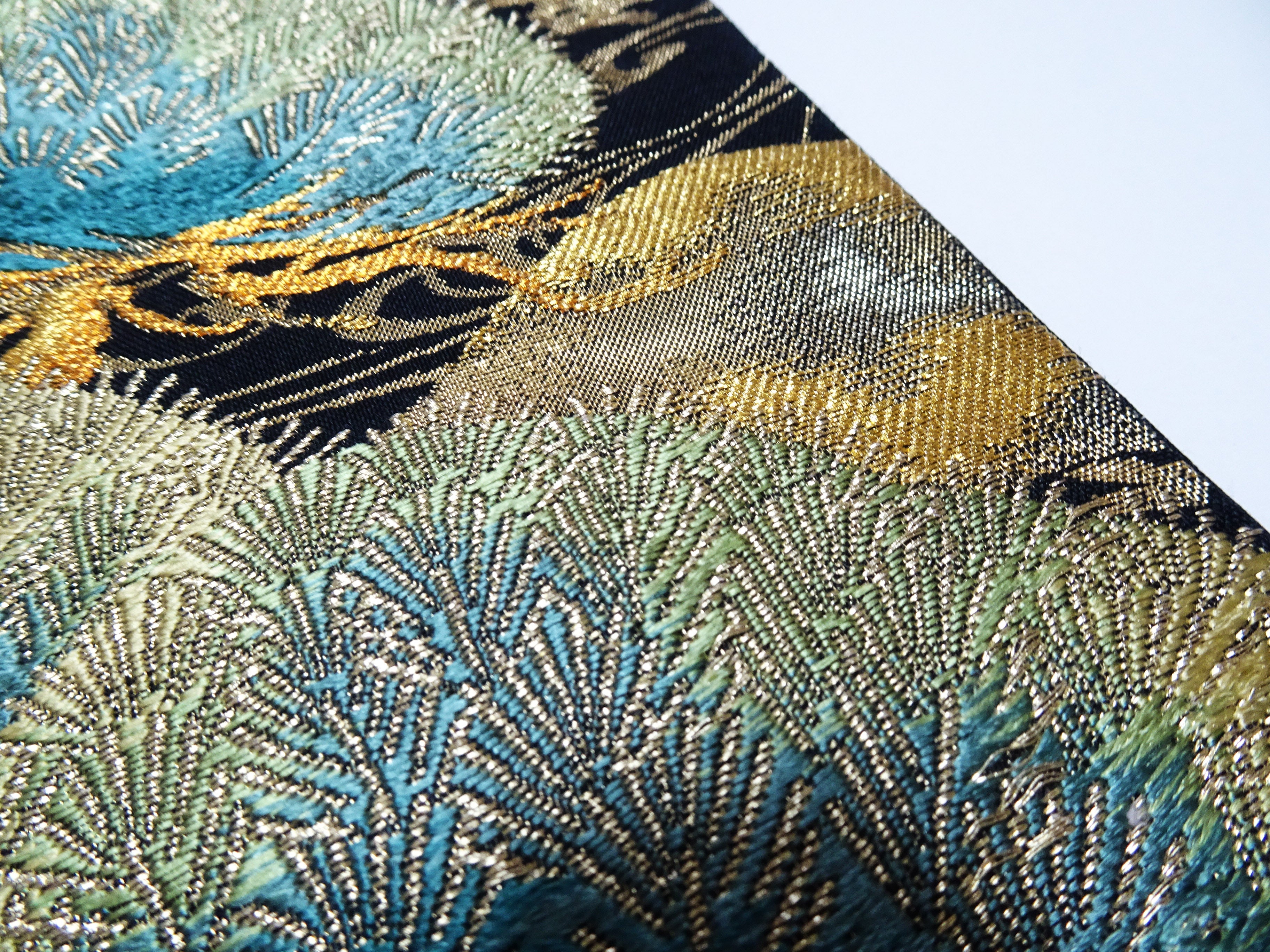 Japanese Kimono Silk Fukuro Obi Luxurious Woven Pine Tree Design 17718
