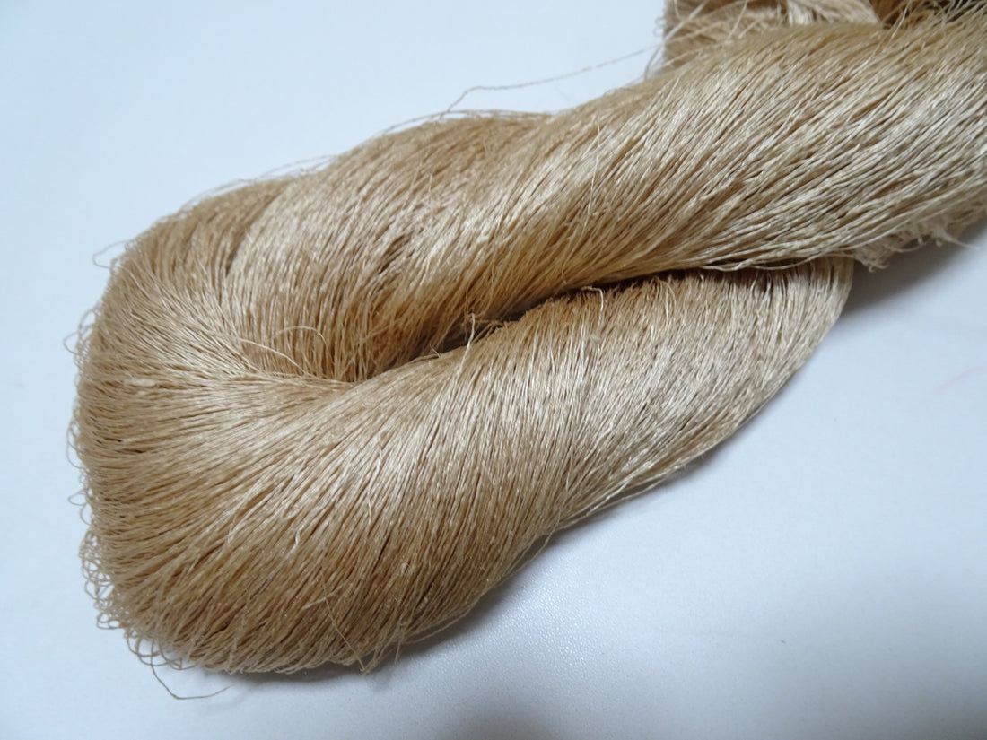 Japanese vintage Tsumugi silk thread embroidery & weave 8757