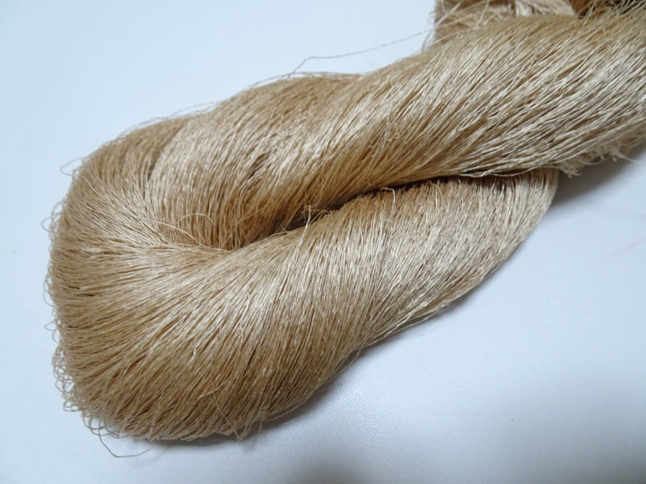 Japanese vintage Tsumugi silk thread embroidery & weave 8757