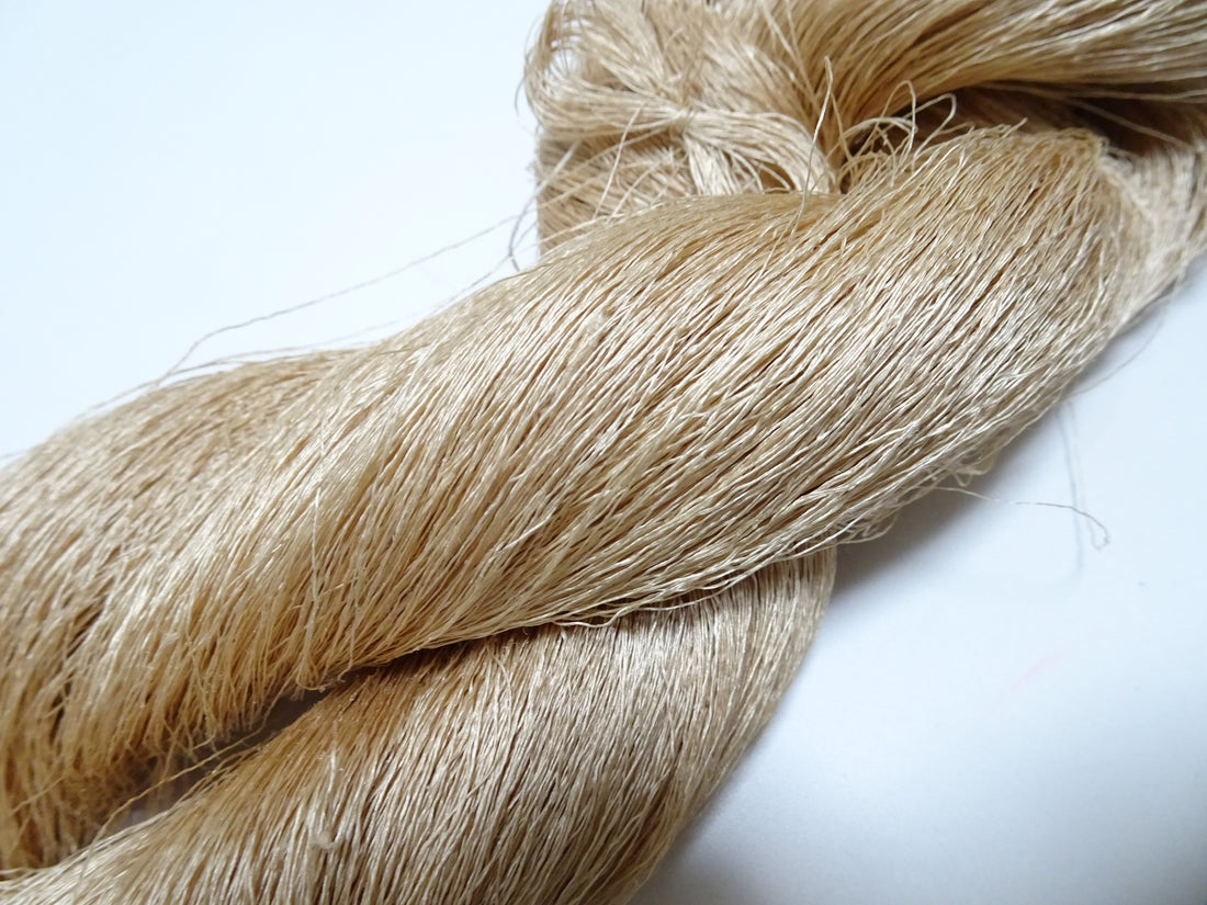 Japanese vintage Tsumugi silk thread embroidery & weave 8757