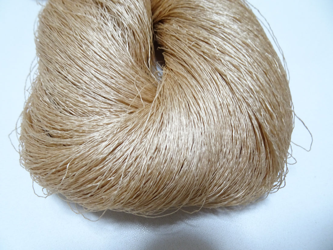Japanese vintage Tsumugi silk thread embroidery & weave 8757