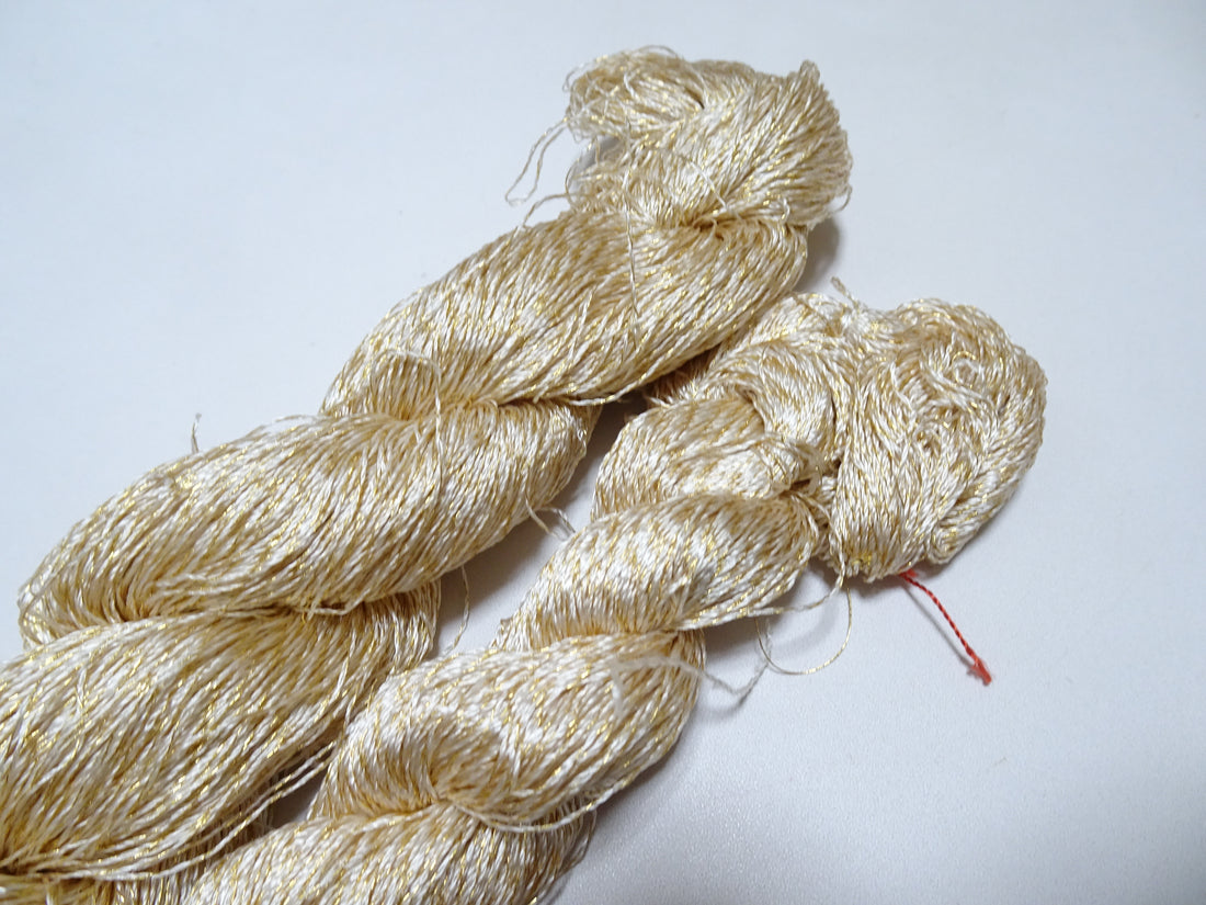 Japanese Vintage High Class Rare Silk Thread 2sets Mixture of Gold embroidery 15620