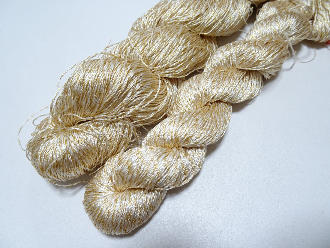 Japanese Vintage High Class Rare Silk Thread 2sets Mixture of Gold embroidery 15620